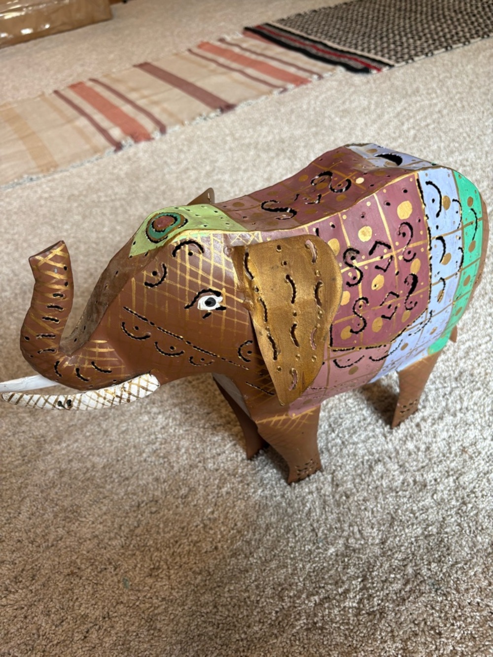 Pier 1 Imports India Metal Decorated Metal Elephant Tea Candle Holder Lantern
